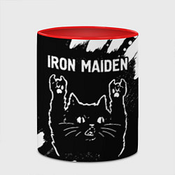 Кружка 3D Группа Iron Maiden и рок кот, цвет: 3D-белый + красный — фото 2