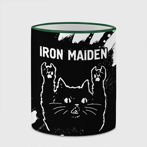 Кружка цветная Группа Iron Maiden и рок кот / 3D-Зеленый кант – фото 2