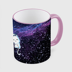 Кружка 3D Три котика в открытом космосе, цвет: 3D-розовый кант