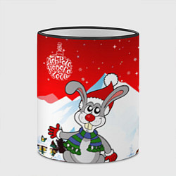 Кружка 3D Новый год - зайчик, цвет: 3D-черный кант — фото 2