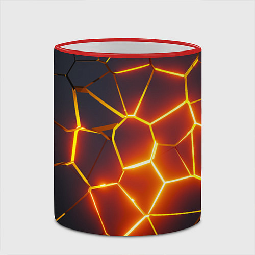 Кружка цветная Огненные трещины / 3D-Красный кант – фото 2
