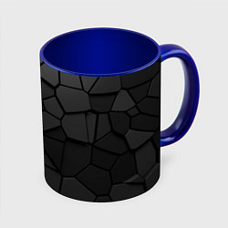 Кружка 3D Черные стальные плиты, цвет: 3D-белый + синий