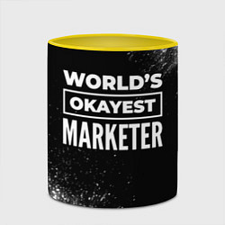 Кружка 3D Worlds okayest marketer - dark, цвет: 3D-белый + желтый — фото 2