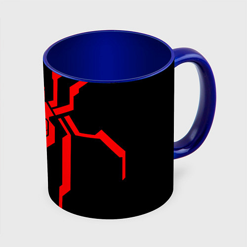 Кружка цветная Кибер паук с черепом / 3D-Белый + синий – фото 1