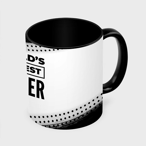 Кружка цветная Worlds okayest leager - white / 3D-Белый + черный – фото 1