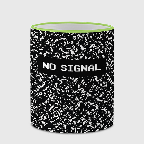 Кружка цветная Глитч - нет сигнала / 3D-Светло-зеленый кант – фото 2
