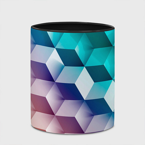 Кружка цветная Объёмные разноцветные кубы / 3D-Белый + черный – фото 2