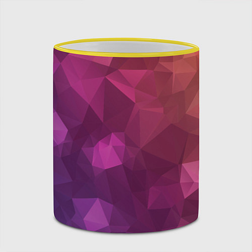 Кружка цветная Разноцветные полигоны / 3D-Желтый кант – фото 2