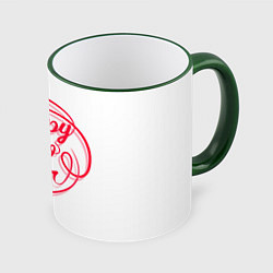 Кружка 3D Надпись счастливого нового года, цвет: 3D-зеленый кант