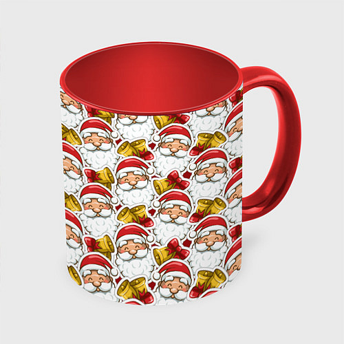 Кружка цветная Новогодний Дед Мороз / 3D-Белый + красный – фото 1