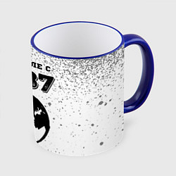 Кружка 3D На Земле с 1987: краска на светлом, цвет: 3D-синий кант