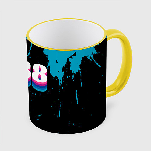 Кружка цветная Made in 1988: vintage art / 3D-Желтый кант – фото 1