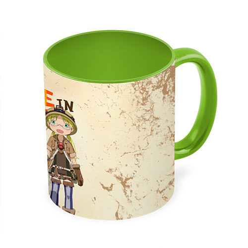 Кружка цветная Made in Abyss / 3D-Белый + светло-зеленый – фото 1