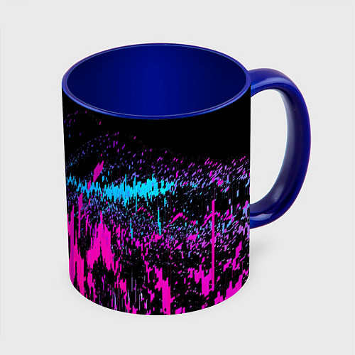 Кружка цветная Фиолетовые линии и нейроны / 3D-Белый + синий – фото 1