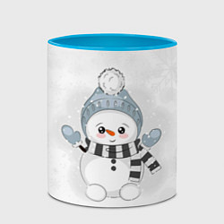 Кружка 3D Милый снеговик и снежинки, цвет: 3D-белый + небесно-голубой — фото 2