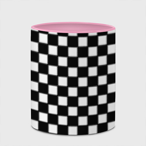 Кружка цветная Шахматная доска / 3D-Белый + розовый – фото 2