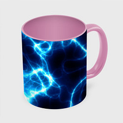 Кружка 3D Молния грозовая - электрические разряды, цвет: 3D-белый + розовый