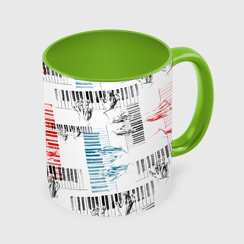 Кружка цветная Играем джаз / 3D-Белый + светло-зеленый – фото 1