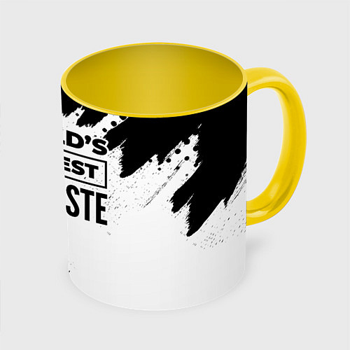Кружка цветная Worlds okayest visagiste - white / 3D-Белый + желтый – фото 1