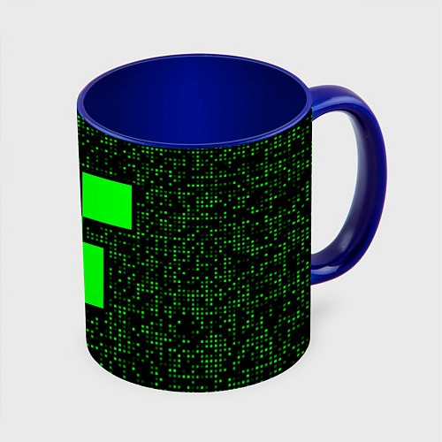 Кружка цветная Minecraft green squares / 3D-Белый + синий – фото 1
