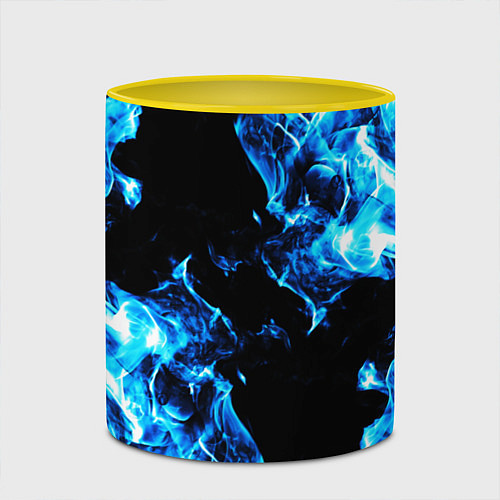 Кружка цветная Красивый синий огонь / 3D-Белый + желтый – фото 2