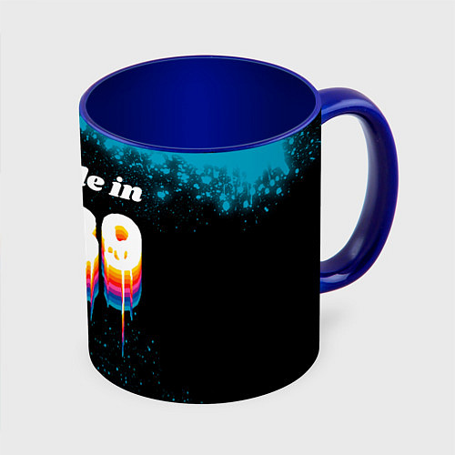 Кружка цветная Made in 1989: liquid art / 3D-Белый + синий – фото 1