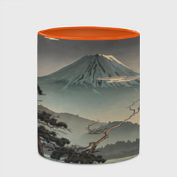 Кружка 3D Великий вулкан Фудзияма, цвет: 3D-белый + оранжевый — фото 2
