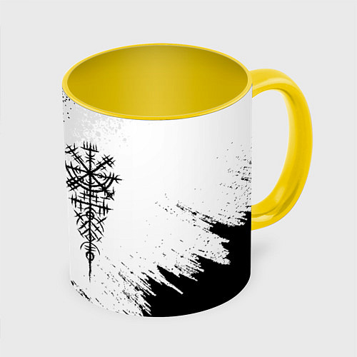 Кружка цветная Дерзкий рунический компас / 3D-Белый + желтый – фото 1