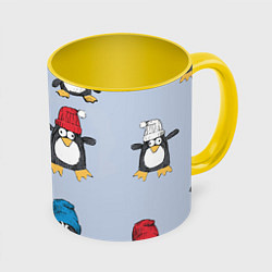 Кружка 3D Смешные пингвины, цвет: 3D-белый + желтый
