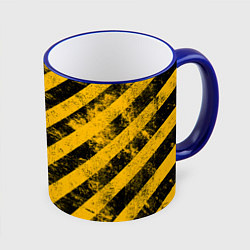 Кружка 3D WARNING - желто-черные полосы, цвет: 3D-синий кант