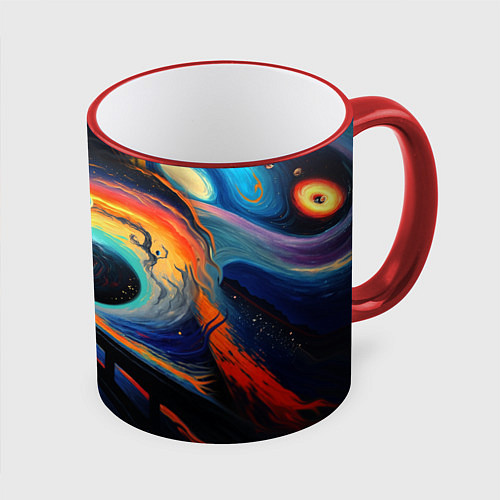 Кружка цветная Крик в космосе / 3D-Красный кант – фото 1