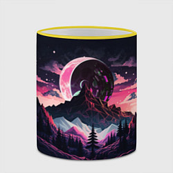 Кружка 3D Луна в горах, цвет: 3D-желтый кант — фото 2