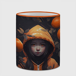 Кружка 3D Девочка в оранжевой толстовке, цвет: 3D-оранжевый кант — фото 2