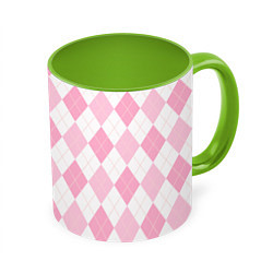 Кружка 3D Pink argyle, цвет: 3D-белый + светло-зеленый