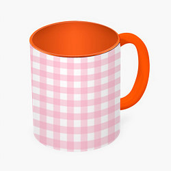 Кружка 3D Pink grid, цвет: 3D-белый + оранжевый