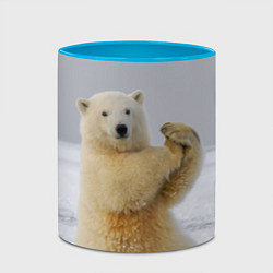 Кружка 3D Белый медведь разминается, цвет: 3D-белый + небесно-голубой — фото 2