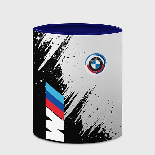 Кружка цветная BMW - м комплектация / 3D-Белый + синий – фото 2
