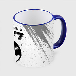 Кружка 3D На Земле с 1977: краска на светлом, цвет: 3D-синий кант