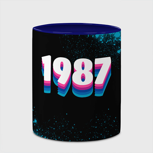 Кружка цветная Made in 1987: vintage art / 3D-Белый + синий – фото 2