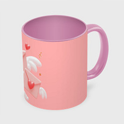 Кружка 3D Валентинки, цвет: 3D-белый + розовый