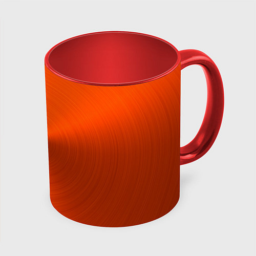 Кружка цветная Оранжевый волнообразный дисковый узор / 3D-Белый + красный – фото 1