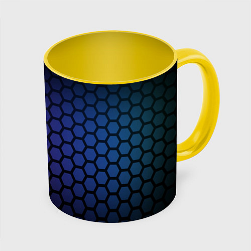Кружка цветная Abstract hexagon fon / 3D-Белый + желтый – фото 1