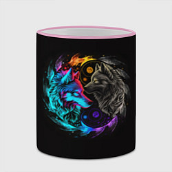 Кружка 3D Инь-янь волки неон, цвет: 3D-розовый кант — фото 2