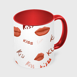 Кружка 3D Поцелуйчики, цвет: 3D-белый + красный
