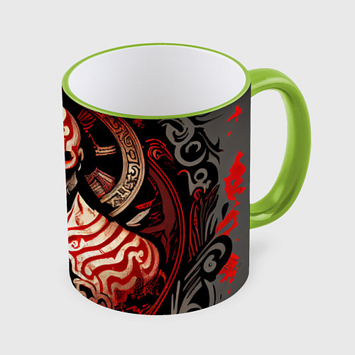 Кружка цветная Кратос кельтский / 3D-Светло-зеленый кант – фото 1
