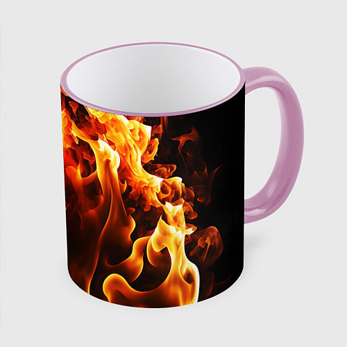 Кружка цветная Битва огней - два пламени / 3D-Розовый кант – фото 1
