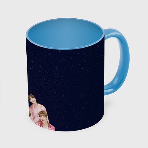 Кружка цветная BTS starry sky / 3D-Белый + небесно-голубой – фото 1