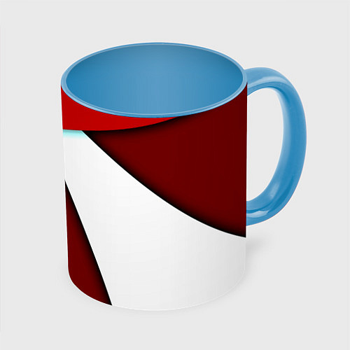 Кружка цветная Спортивная геометрия / 3D-Белый + небесно-голубой – фото 1