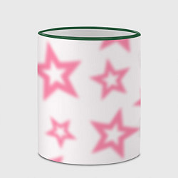 Кружка 3D Pink and white stars, цвет: 3D-зеленый кант — фото 2