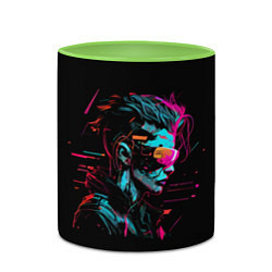 Кружка 3D Cyber girl, цвет: 3D-белый + светло-зеленый — фото 2